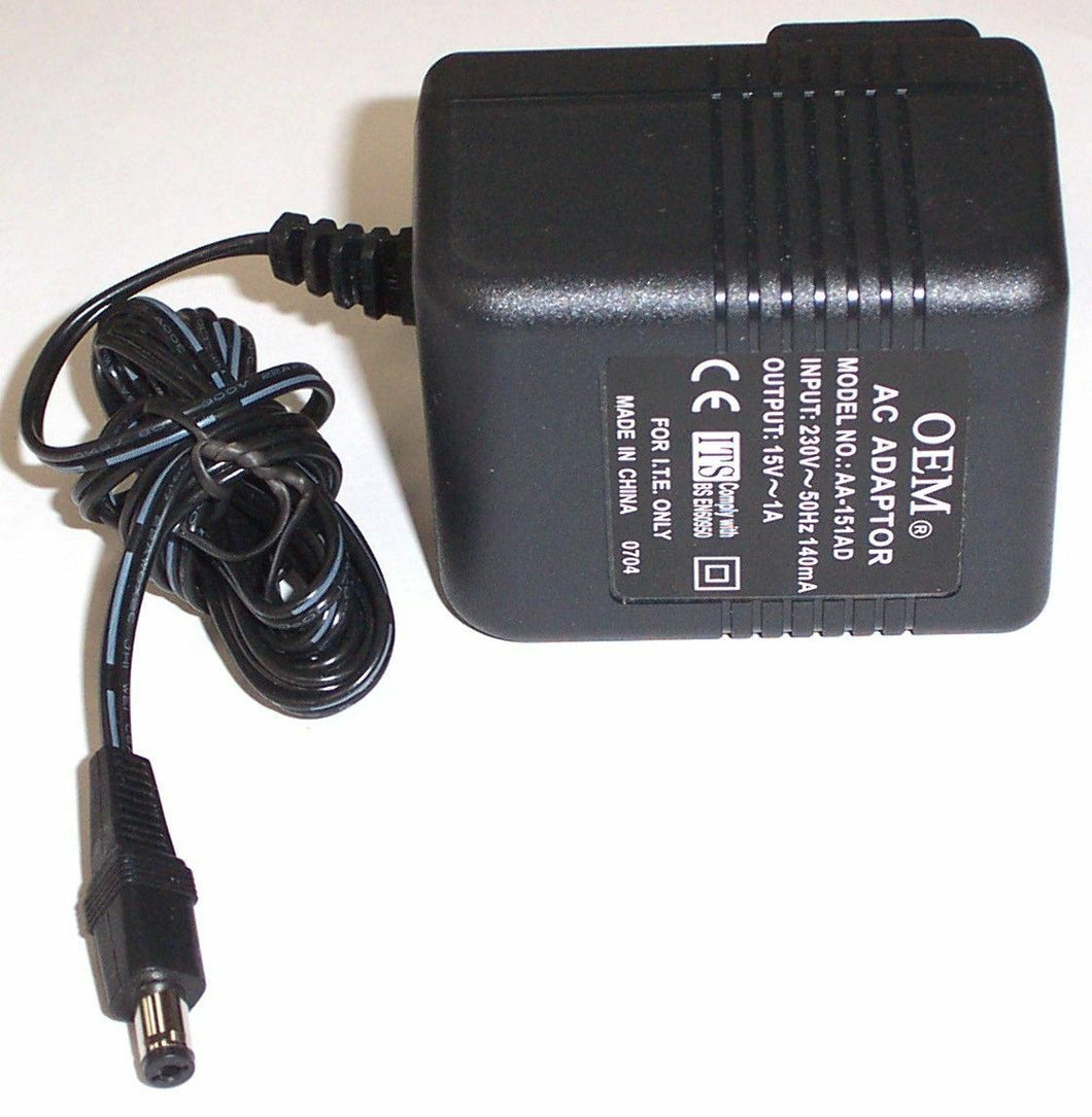 NEW ORIGINAL OEM AA-151AD 15V AC 1A UK Plug AC Adaptor - 5mm Barrel