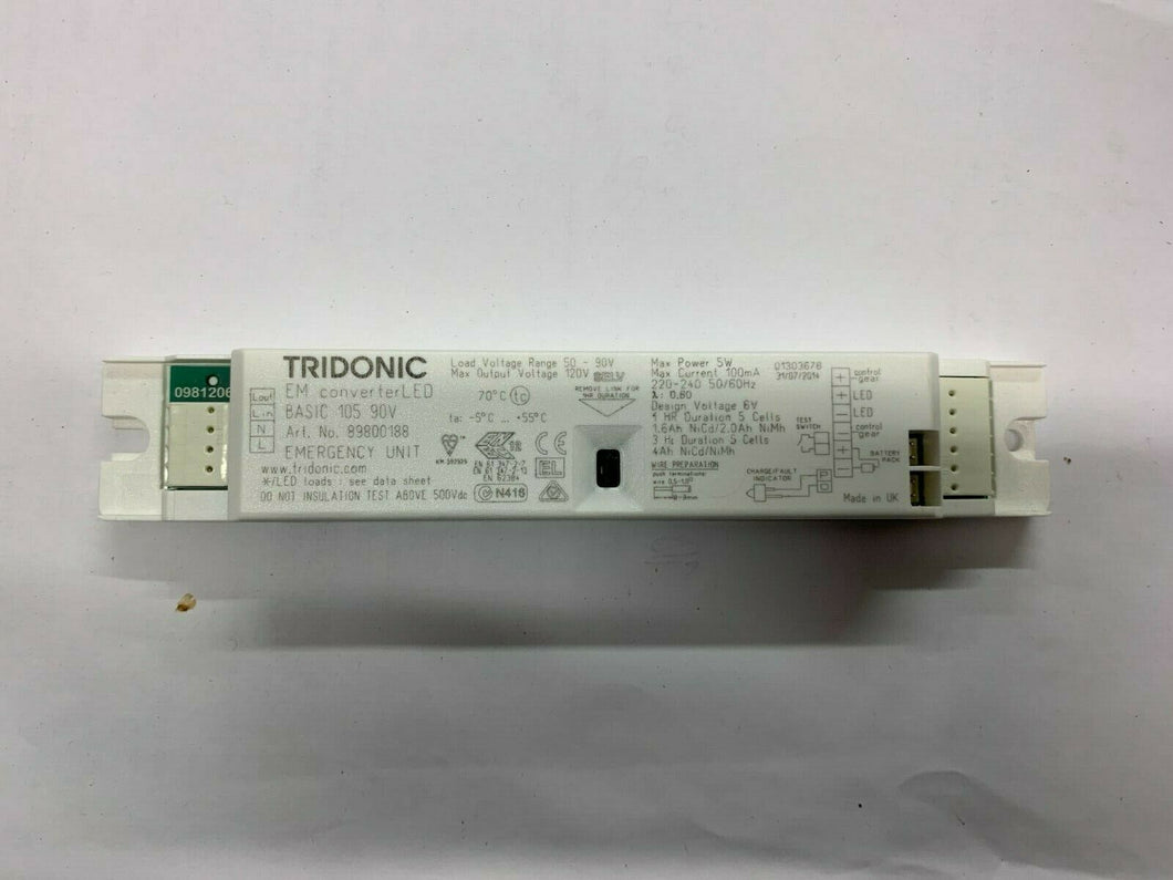 TRIDONIC EM CONVERTER LED BASIC 105 90V ART NO; 89800188 EMERGENCY UNIT