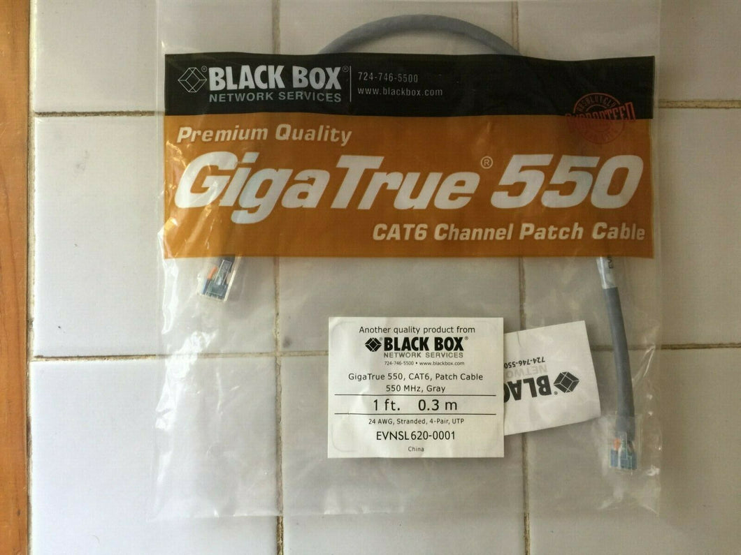 black box giga true 550 cat 6 patch cable 0.3mtr 550mhz grey