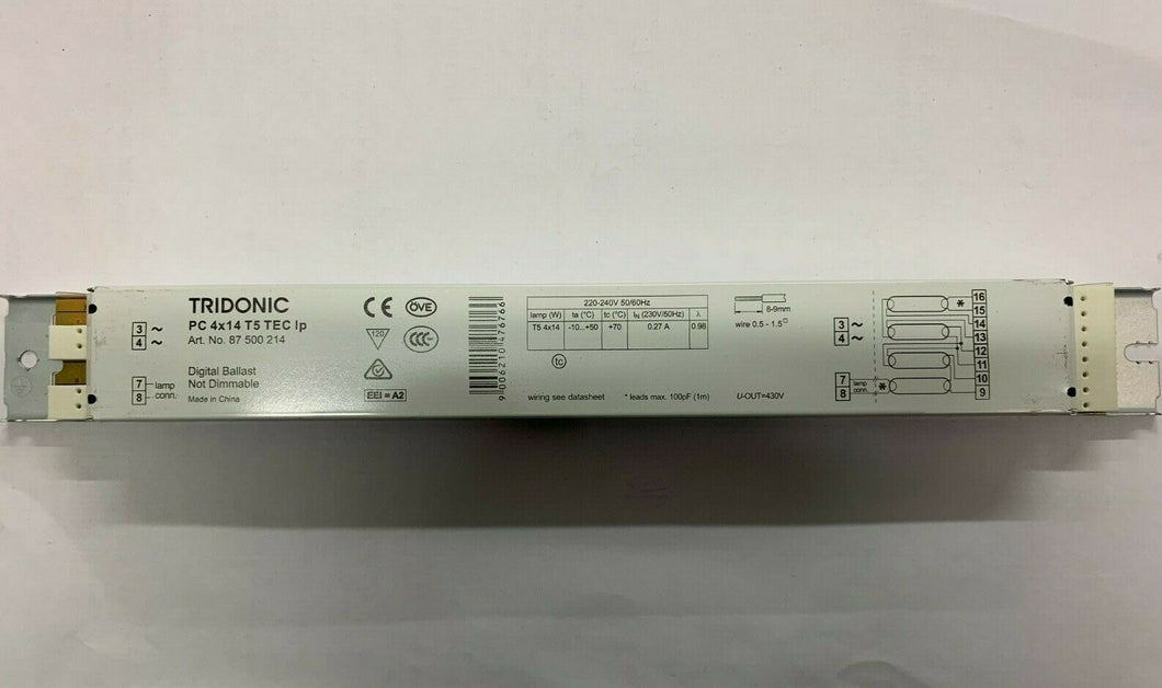 Tridonic PC 4x14 T5 TEC Low Profile Ballast (87500214) NEW