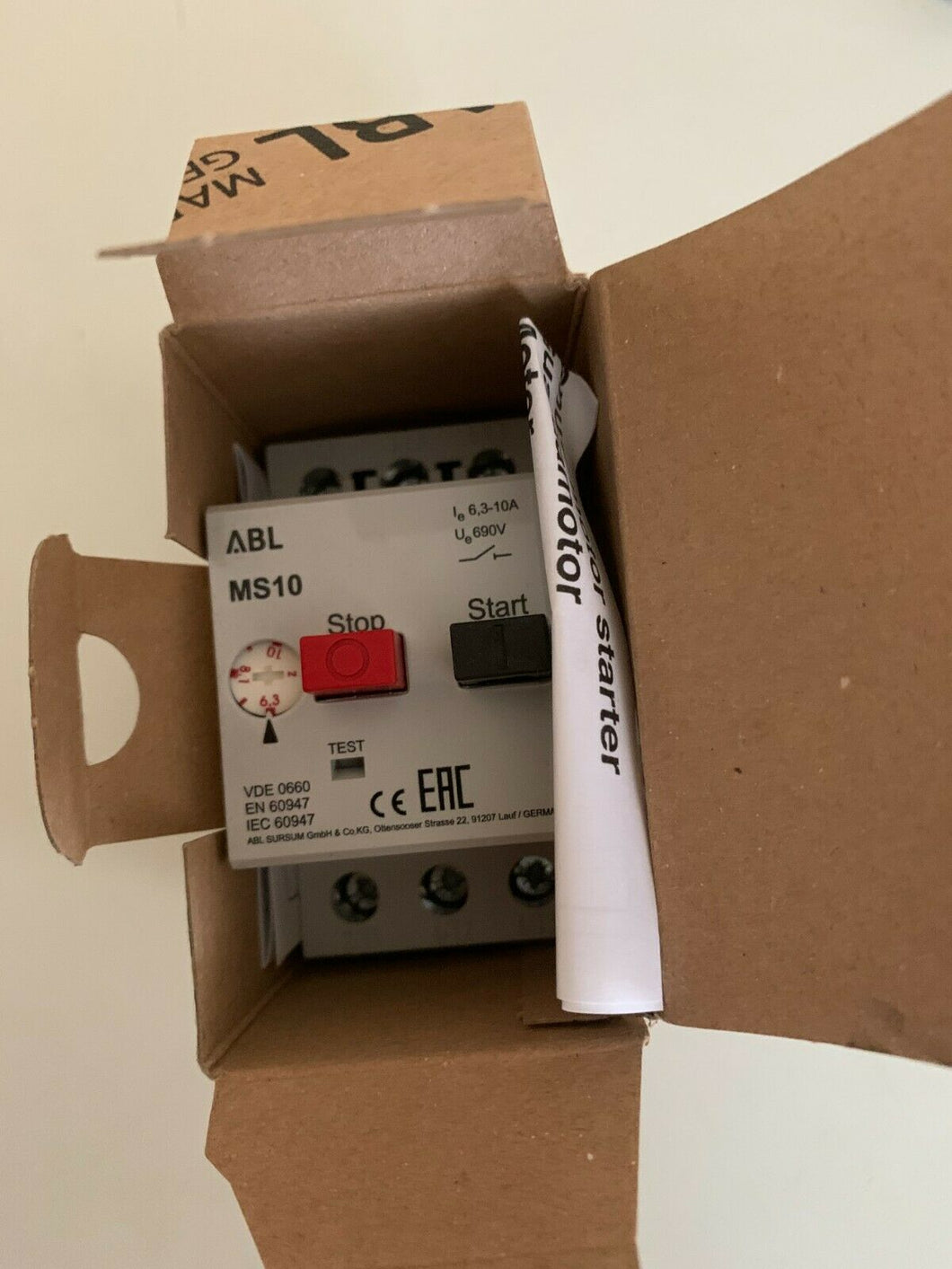 ABL MS10  MOTOR PROTECTIVE CIRCUIT BREAKER 690V 50-60HZ 6.3-10A