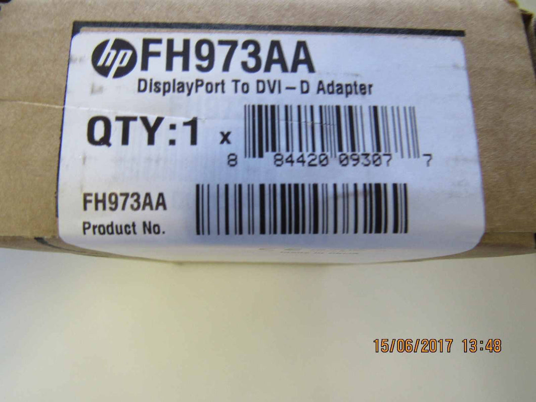 FH973AA HP DISPLAY PORT TO DVI-D ADAPTER NEW SEALED