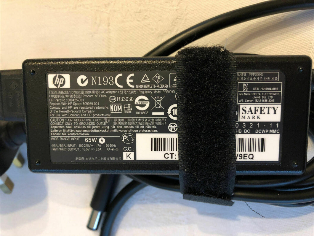 Genuine HP Laptop Charger AC Adapter 65W 18.5V 3.5A 609939--001 PPP009D 608425