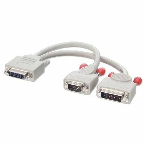 LINDY DVI-I Dual Link male to DVI-D female + VGA female Monitor Splitter Cable