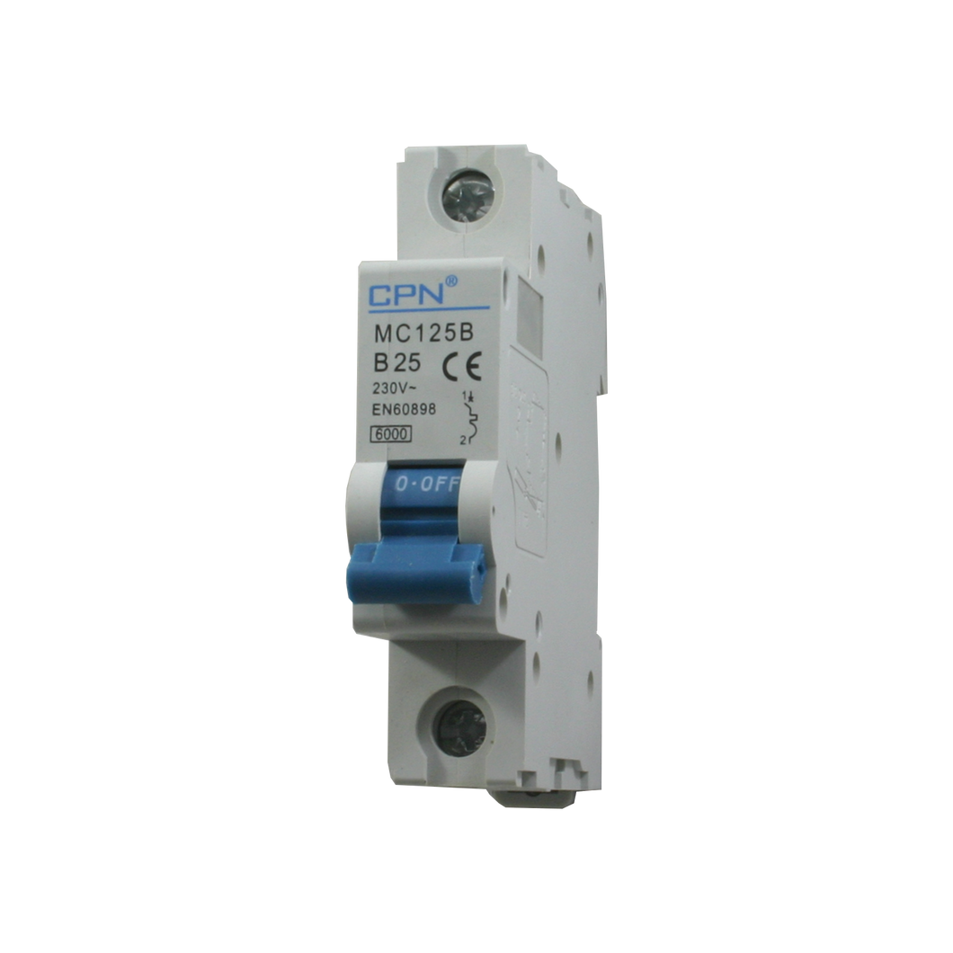 Cudis CPN MC125B 25 Amp Type B Single Pole 230V 6kA B25 Circuit Breaker MCB